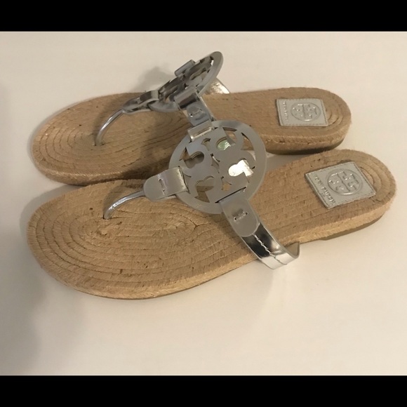 Tory Burch Miller Logo Espadrille Silver 9.5 ⭐️⭐️ - Picture 5 of 8